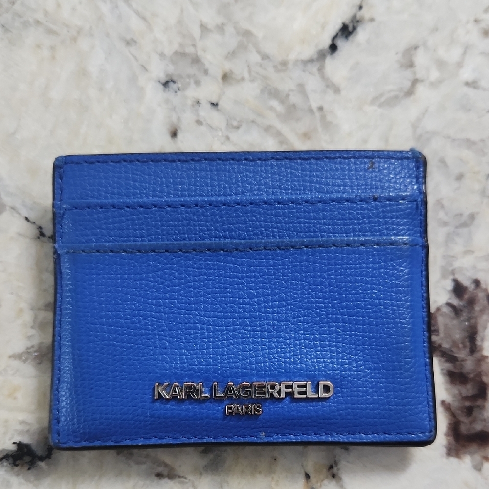 Karl Lagerfeld Blue Key & Card Holder with Textured Finish